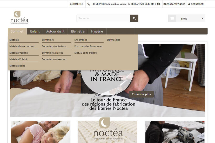 Site Noctea catégorie matelas